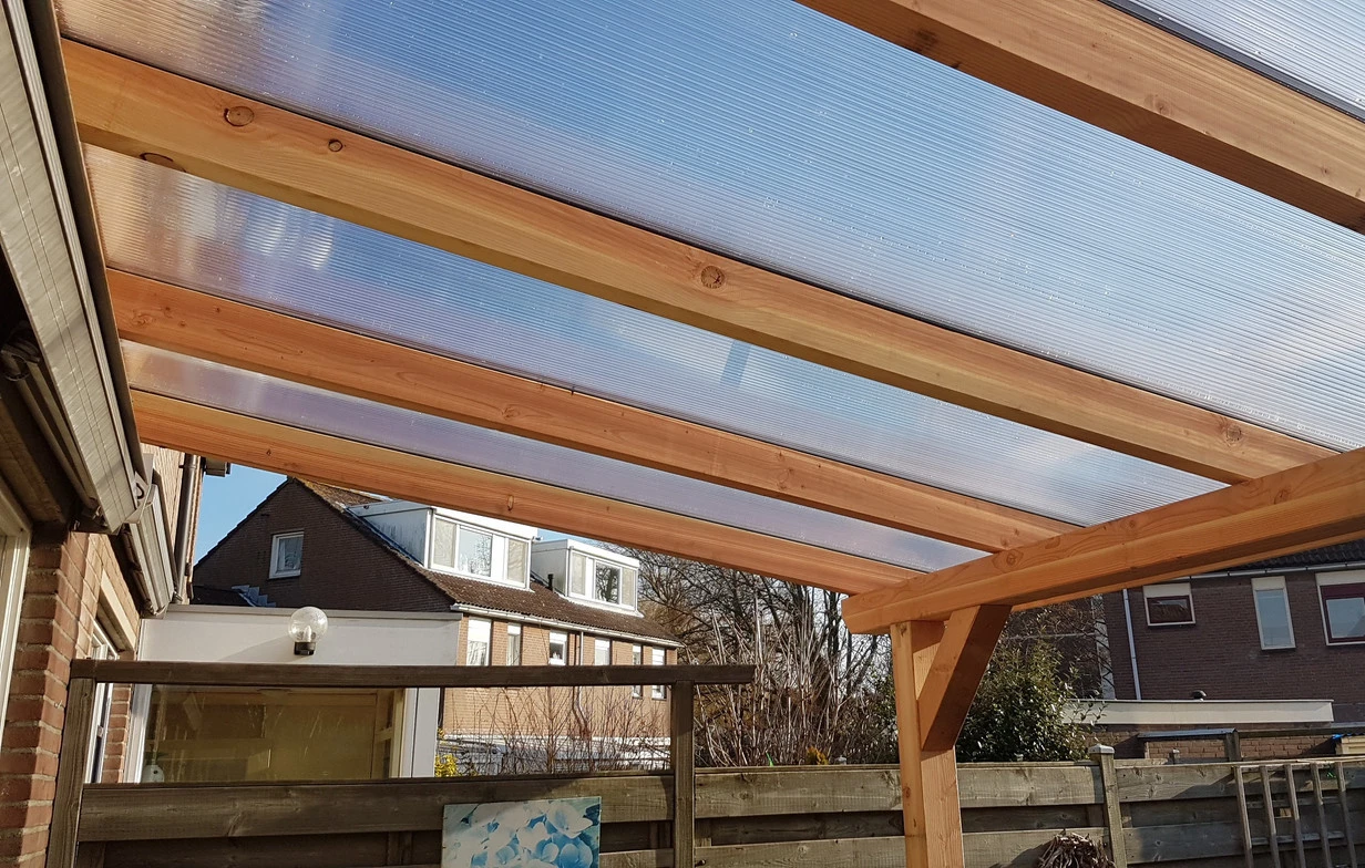 Douglas Terrasoverkapping Wit Polycarbonaat Helder Geschaafd 500 x 350 cm - Afbeelding 3